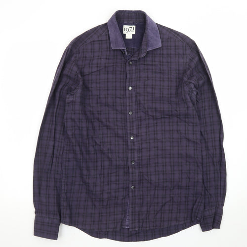 Reiss 1971 Men's Purple Check Slim Fit Long Sleeve Button-Up Shirt Size S