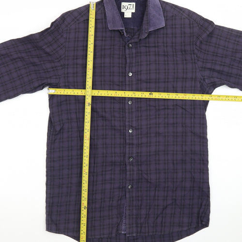 Reiss 1971 Men's Purple Check Slim Fit Long Sleeve Button-Up Shirt Size S