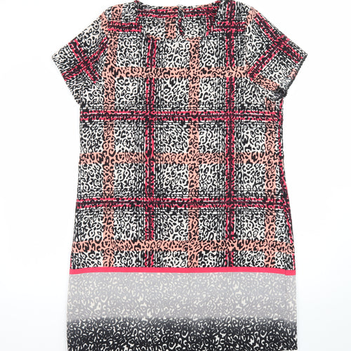 Peacocks Women’s Multicoloured Shift Dress Size 16 Short Sleeve
