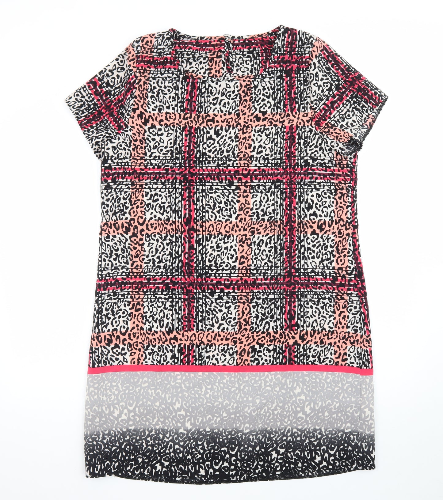 Peacocks Women’s Multicoloured Shift Dress Size 16 Short Sleeve