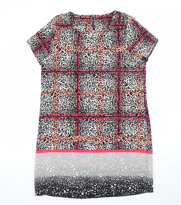 Peacocks Women’s Multicoloured Shift Dress Size 16 Short Sleeve