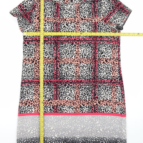 Peacocks Women’s Multicoloured Shift Dress Size 16 Short Sleeve