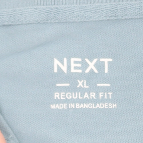 Next Men’s Blue Long Sleeve Cotton Polo Shirt XL Regular Fit