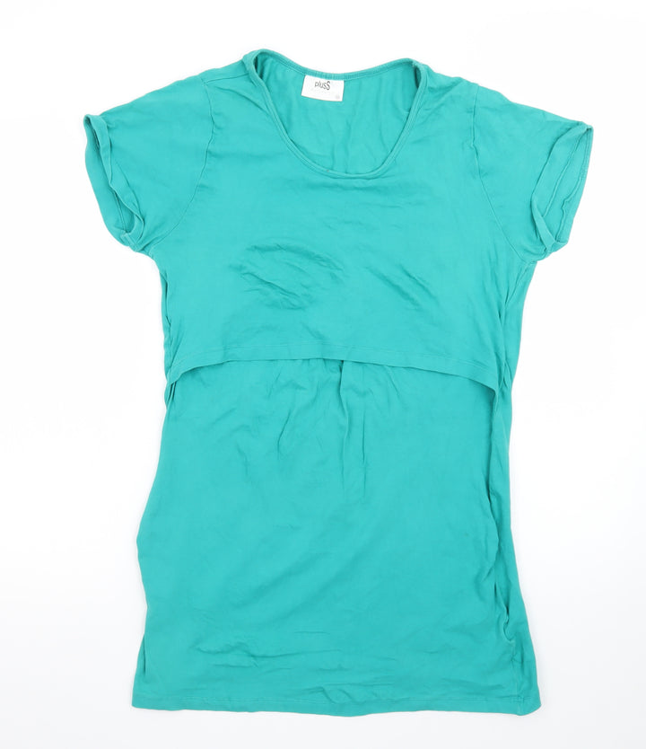 plusS Maternity Green Jersey Short Sleeve T-Shirt Dress Size M