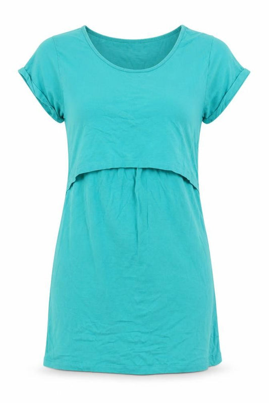 Front view of plusS Maternity Green Jersey Short Sleeve T-Shirt Dress, size M