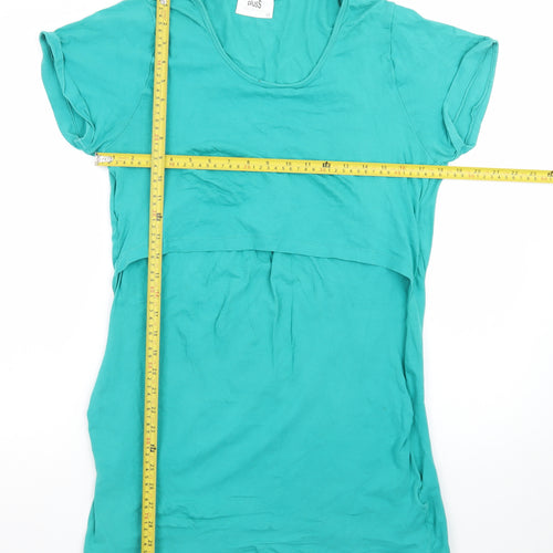 plusS Maternity Green Jersey Short Sleeve T-Shirt Dress Size M