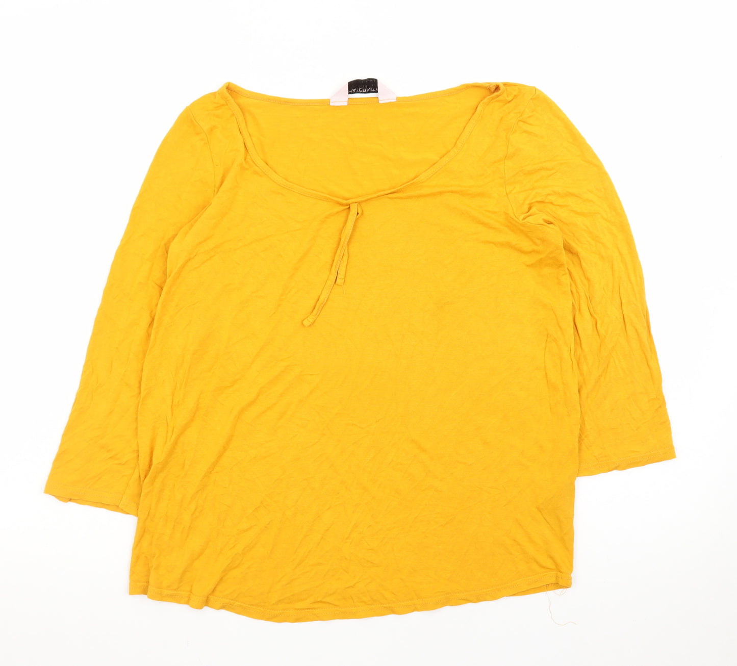 Dorothy Perkins Maternity Yellow Tunic Top UK 10 3/4 Sleeve Cotton