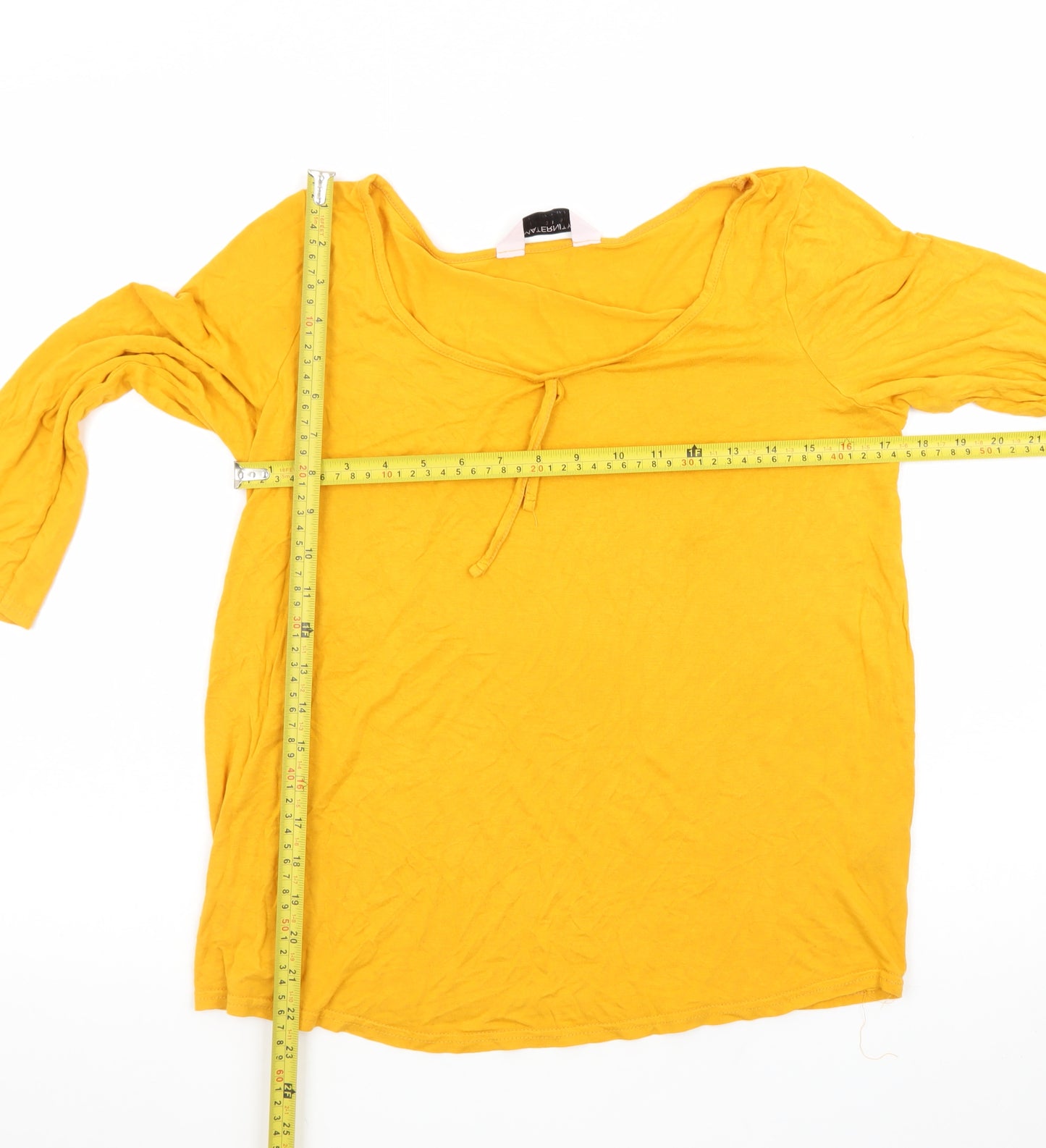 Dorothy Perkins Maternity Yellow Tunic Top UK 10 3/4 Sleeve Cotton