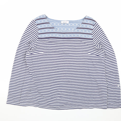 Marks and Spencer Women’s Blue Striped Long Sleeve Boat Neck Top Size 18