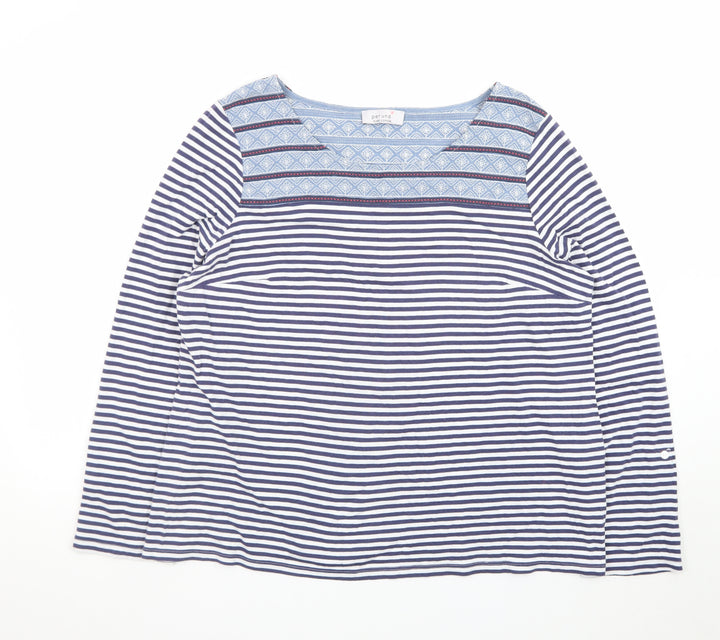 Marks and Spencer Women’s Blue Striped Long Sleeve Boat Neck Top Size 18
