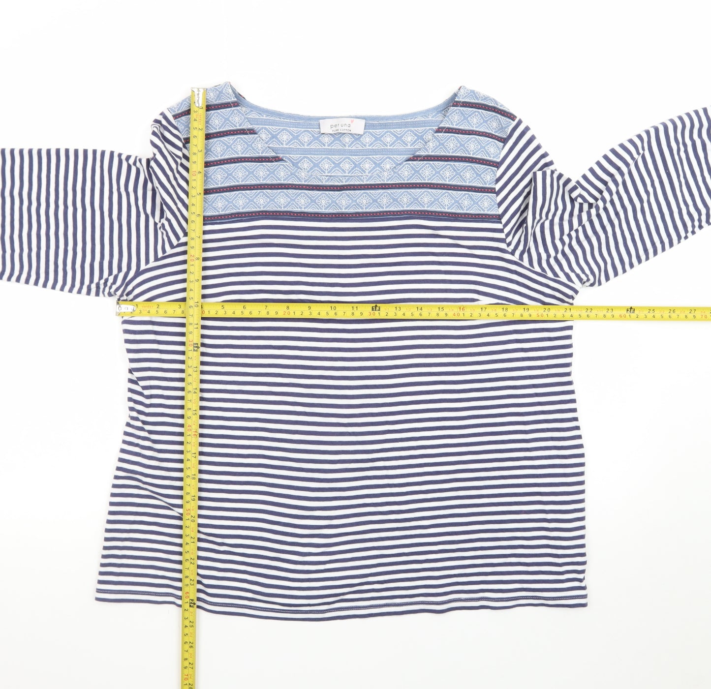 Marks and Spencer Women’s Blue Striped Long Sleeve Boat Neck Top Size 18
