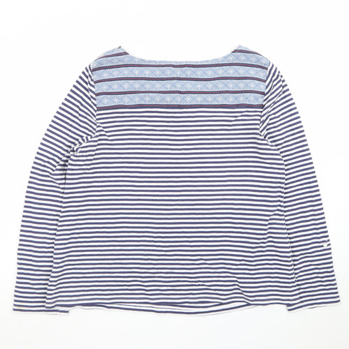 Marks and Spencer Women’s Blue Striped Long Sleeve Boat Neck Top Size 18