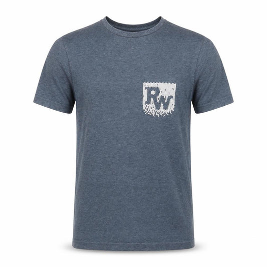 Front view of Rock Werchter Men's Blue Small Crew Neck Band T-Shirt
