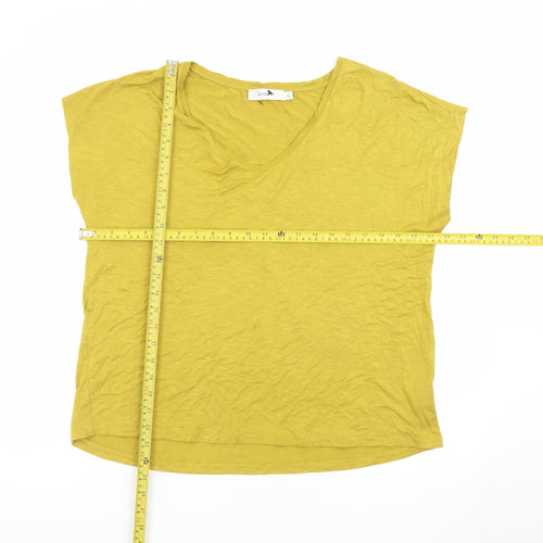 Kettlewell Women's Yellow Cotton V-Neck Short Sleeve Top Size L