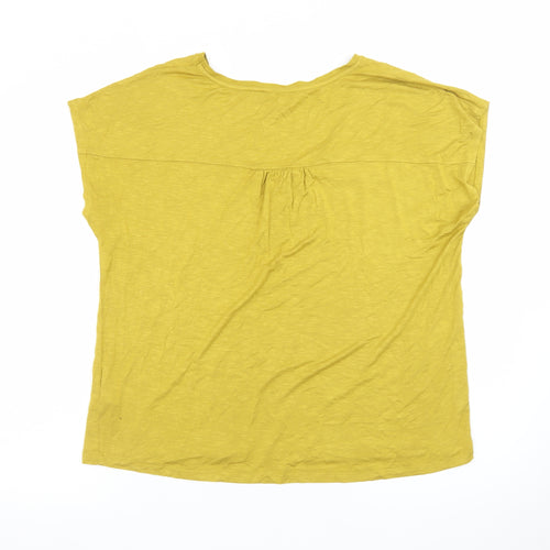 Kettlewell Women's Yellow Cotton V-Neck Short Sleeve Top Size L