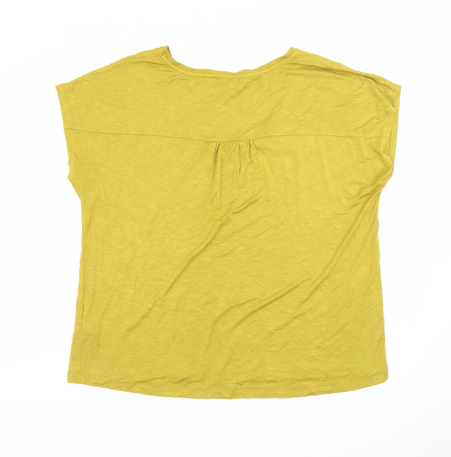 Kettlewell Women's Yellow Cotton V-Neck Short Sleeve Top Size L
