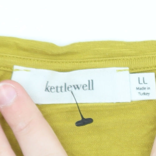 Kettlewell Women's Yellow Cotton V-Neck Short Sleeve Top Size L