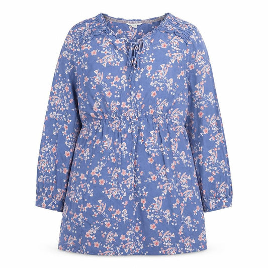 Front view of White Stuff Women Blue Floral A-Line Knee Length Dress, size 14