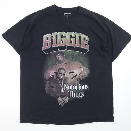The Notorious B.I.G. Mens Black Graphic T-Shirt Medium Hip Hop Retro