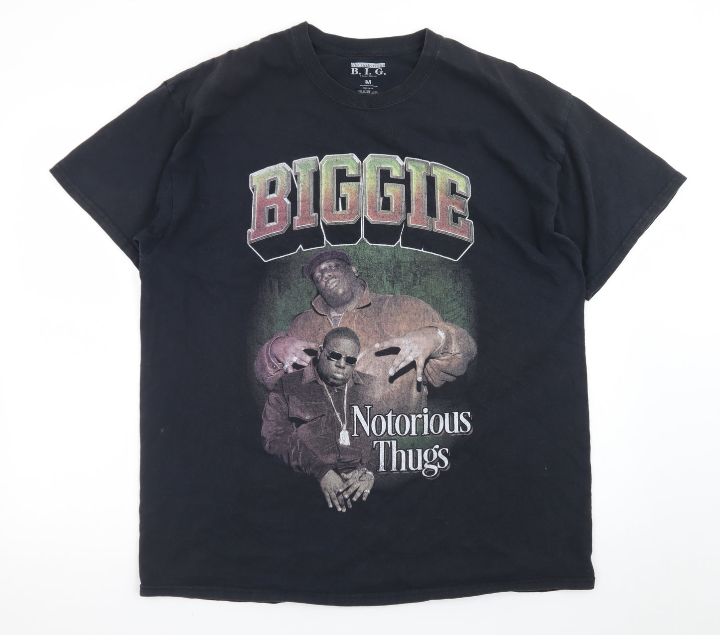 The Notorious B.I.G. Mens Black Graphic T-Shirt Medium Hip Hop Retro
