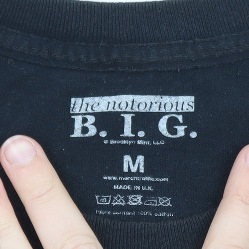 The Notorious B.I.G. Mens Black Graphic T-Shirt Medium Hip Hop Retro