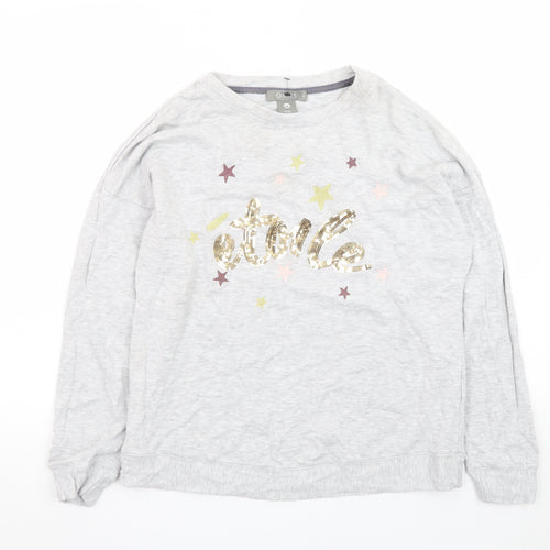 Oasis Women’s Grey Sequin Star Long Sleeve T-Shirt Size S