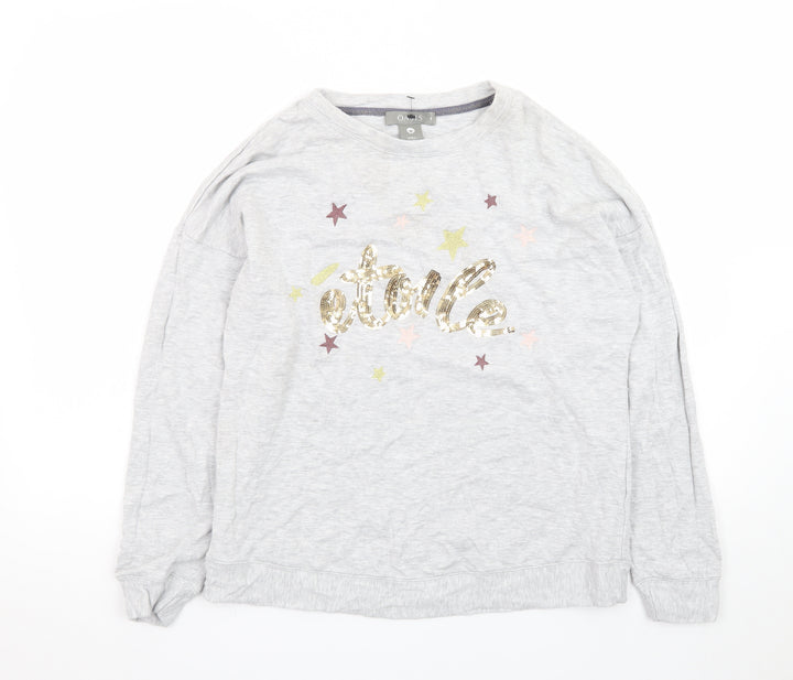 Oasis Women’s Grey Sequin Star Long Sleeve T-Shirt Size S