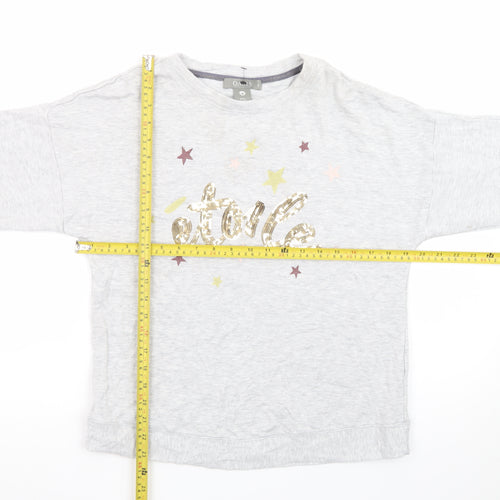 Oasis Women’s Grey Sequin Star Long Sleeve T-Shirt Size S