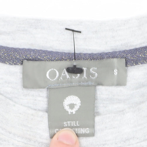 Oasis Women’s Grey Sequin Star Long Sleeve T-Shirt Size S