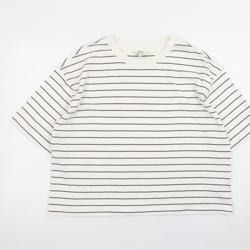 Marks and Spencer Women’s White Striped Cotton T-Shirt Size 14