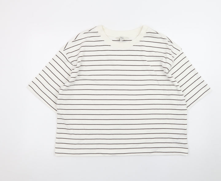 Marks and Spencer Women’s White Striped Cotton T-Shirt Size 14