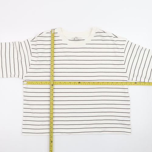 Marks and Spencer Women’s White Striped Cotton T-Shirt Size 14