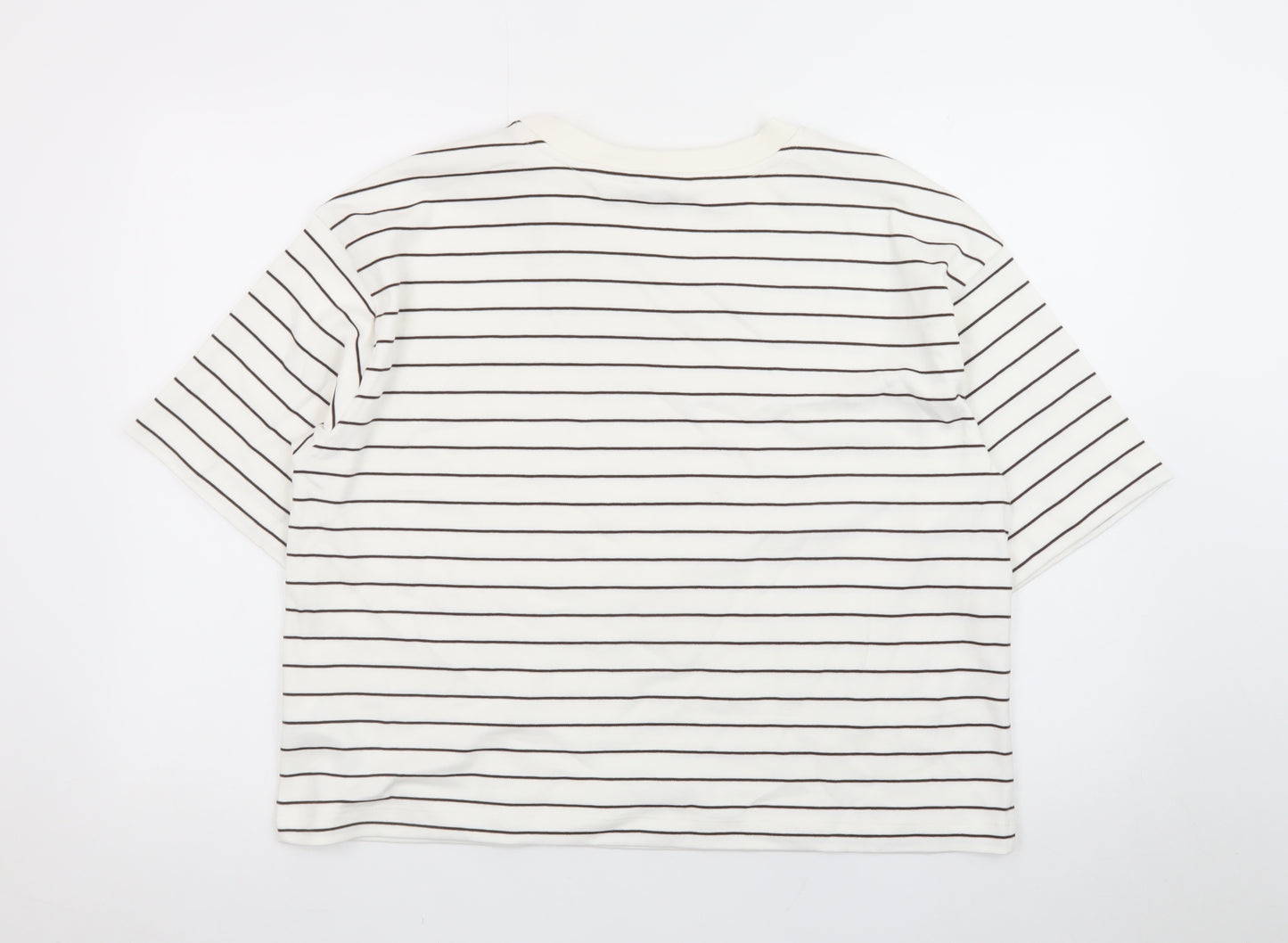 Marks and Spencer Women’s White Striped Cotton T-Shirt Size 14