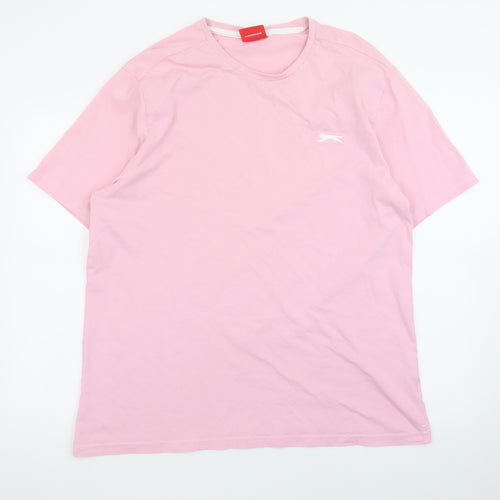 Slazenger Men's Pink Crew Neck Short Sleeve Cotton T-Shirt XL