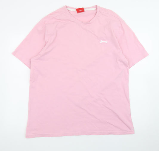 Slazenger Men's Pink Crew Neck Short Sleeve Cotton T-Shirt XL