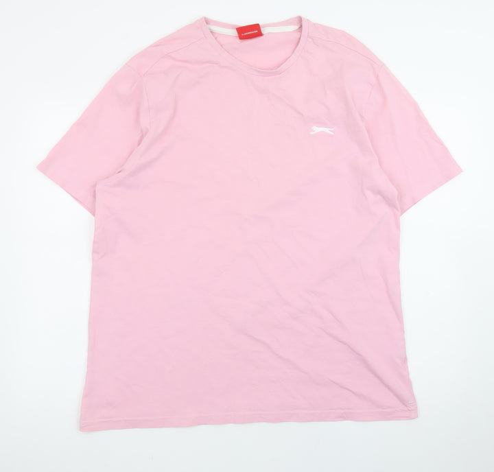Slazenger Men's Pink Crew Neck Short Sleeve Cotton T-Shirt XL