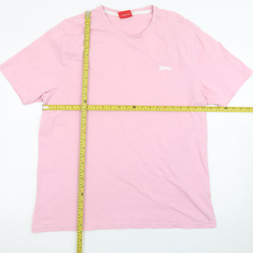 Slazenger Men's Pink Crew Neck Short Sleeve Cotton T-Shirt XL