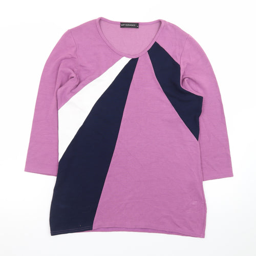 Just Elegance Women's Multicoloured Scoop Neck 3/4 Sleeve Jersey Top Size 18