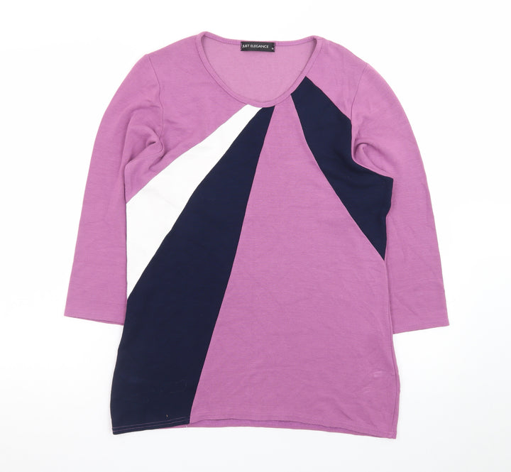 Just Elegance Women's Multicoloured Scoop Neck 3/4 Sleeve Jersey Top Size 18