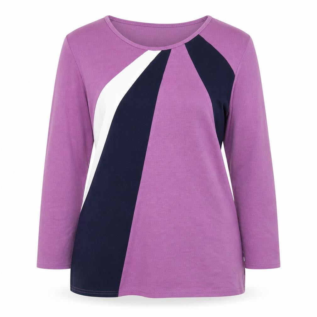 Front view of Just Elegance Women's Multicoloured Scoop Neck 3/4 Sleeve Jersey Top, size 18