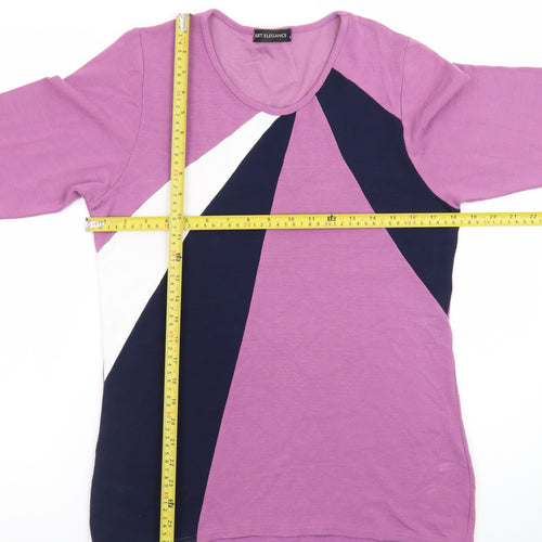 Just Elegance Women's Multicoloured Scoop Neck 3/4 Sleeve Jersey Top Size 18