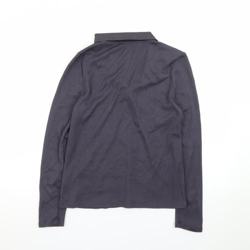 Marks and Spencer Womens Grey Collared Long Sleeve Polo Top Size 10