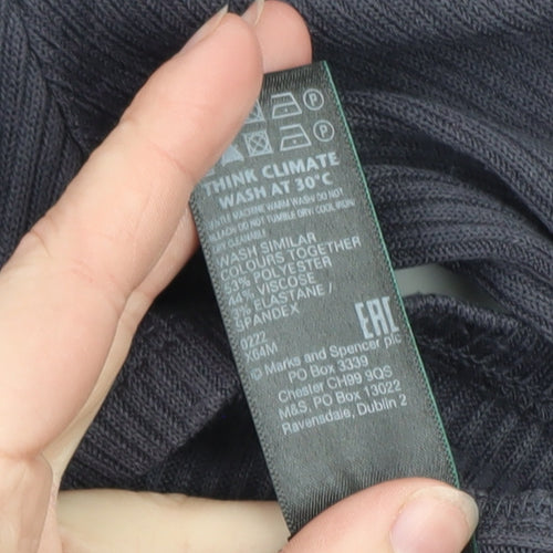 Marks and Spencer Womens Grey Collared Long Sleeve Polo Top Size 10