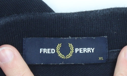 Fred Perry Men's Blue XL Long Sleeve Cotton Polo Shirt