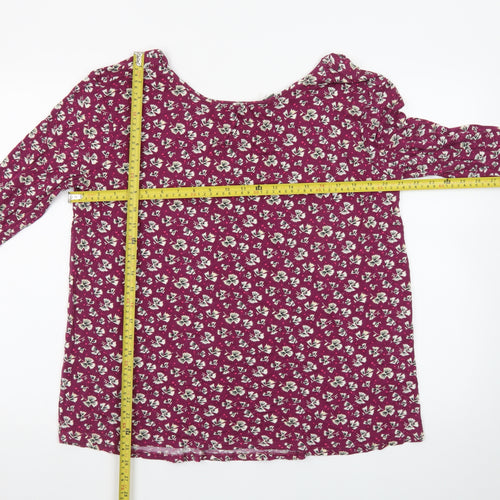 Next Women’s Purple Floral V-Neck Long Sleeve Tunic Blouse Size 14