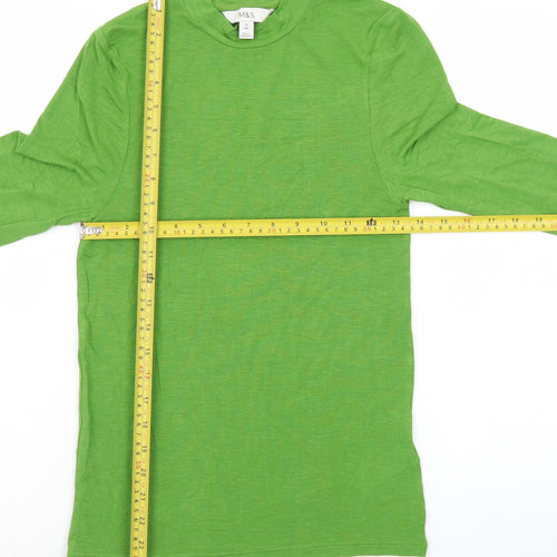 Marks and Spencer Womens Green Long Sleeve Cotton Mock Neck Top Size 10