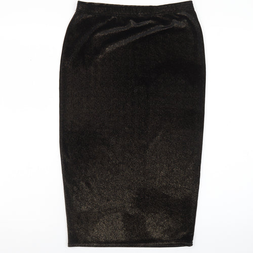 Boohoo Womens Black Size 10 Velvet Midi Pencil Skirt