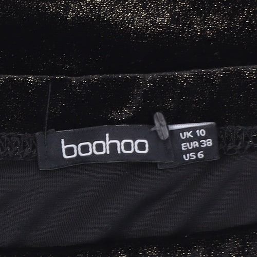 Boohoo Womens Black Size 10 Velvet Midi Pencil Skirt