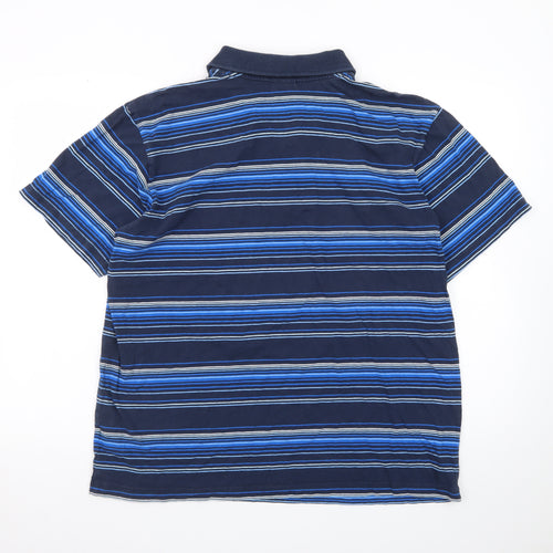 Nike Men's Blue Striped Collared Polo Shirt XL Regular Fit