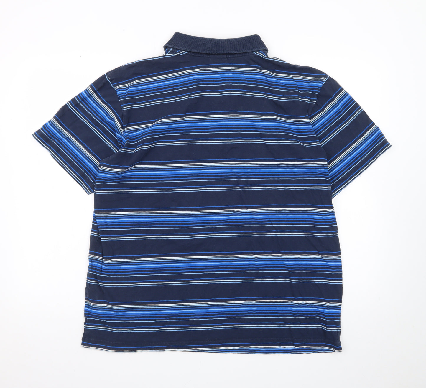 Nike Men's Blue Striped Collared Polo Shirt XL Regular Fit